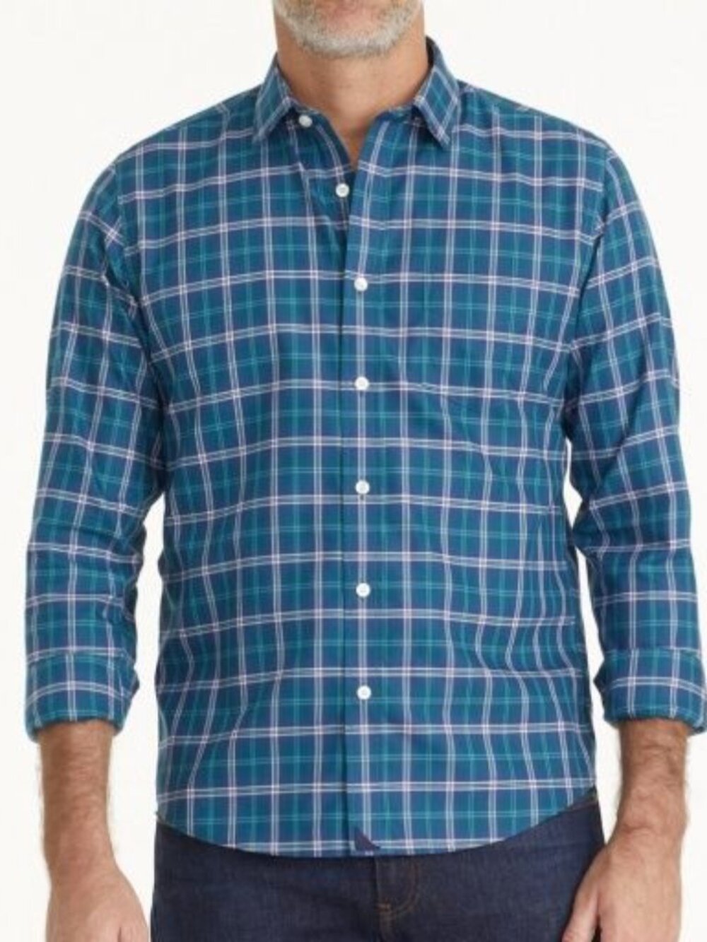 NEW! UNTUCKit HARWIN WRINKLE FREE BUTTON DOWN SHIRT BLUE CHECK 100% COTTON sz XL